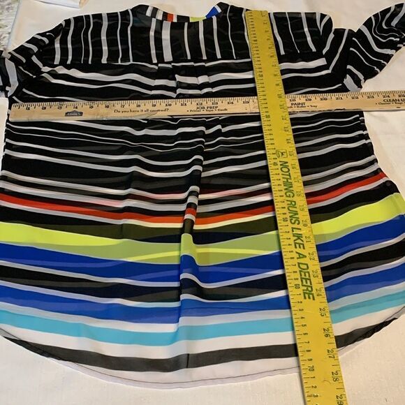 A.n.a. Size XL Petite button up multi color/stripe blouse - Picture 7 of 9